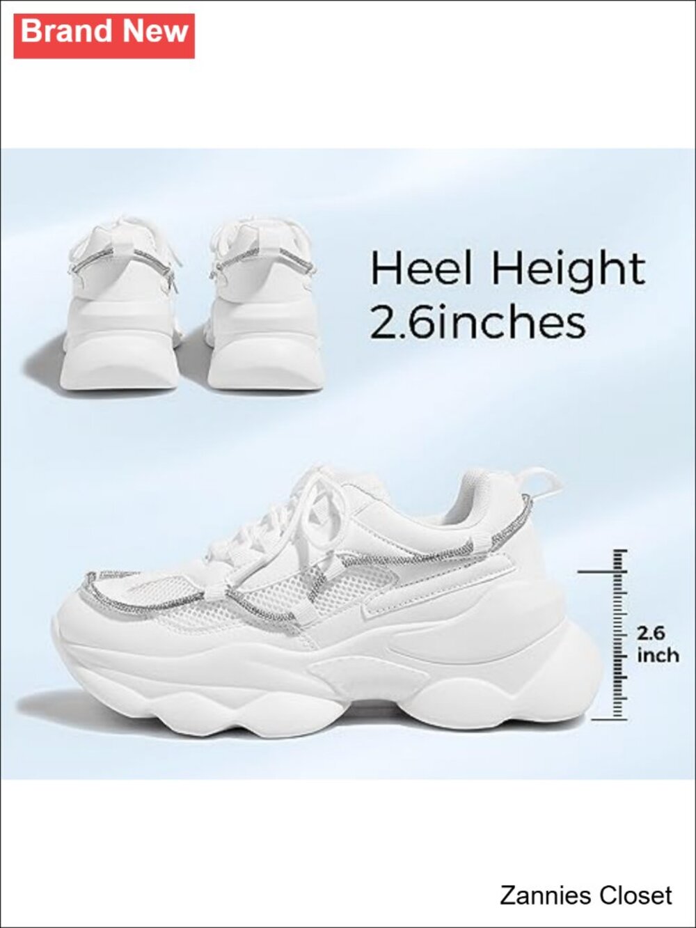 β¨ Chunky Sneakers with Sparkly Rhinestone Rope Embellishment Platform Dad Rave - Picture 3 of 6